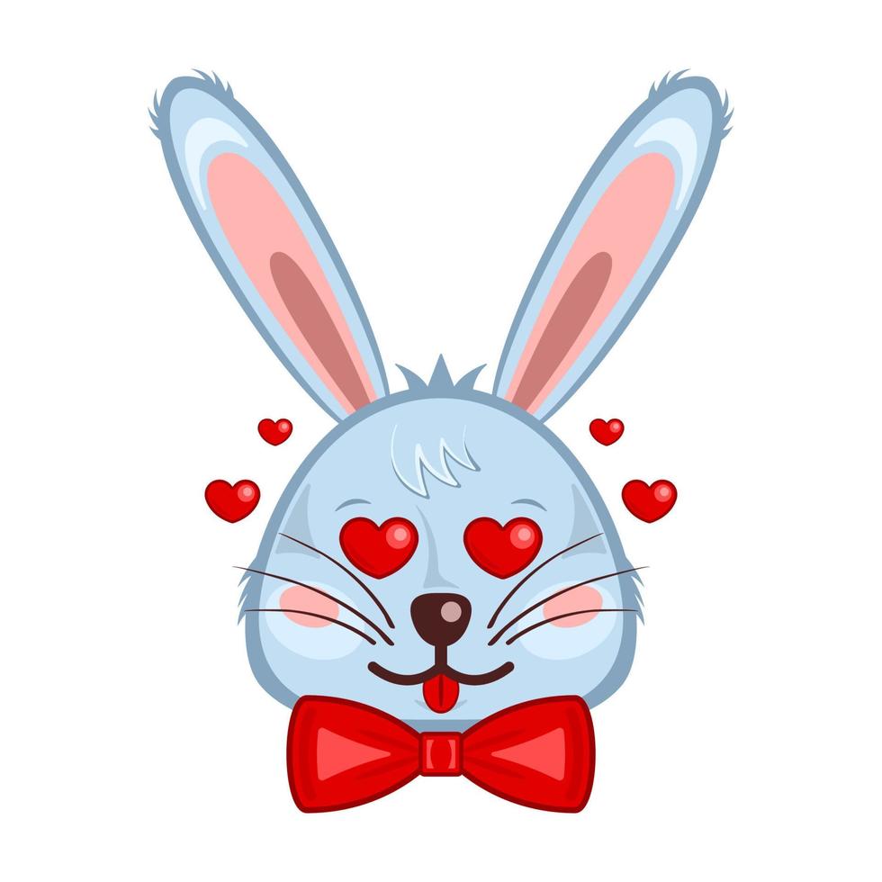 Bunny head rabbit face love cartoon isolated white background vector