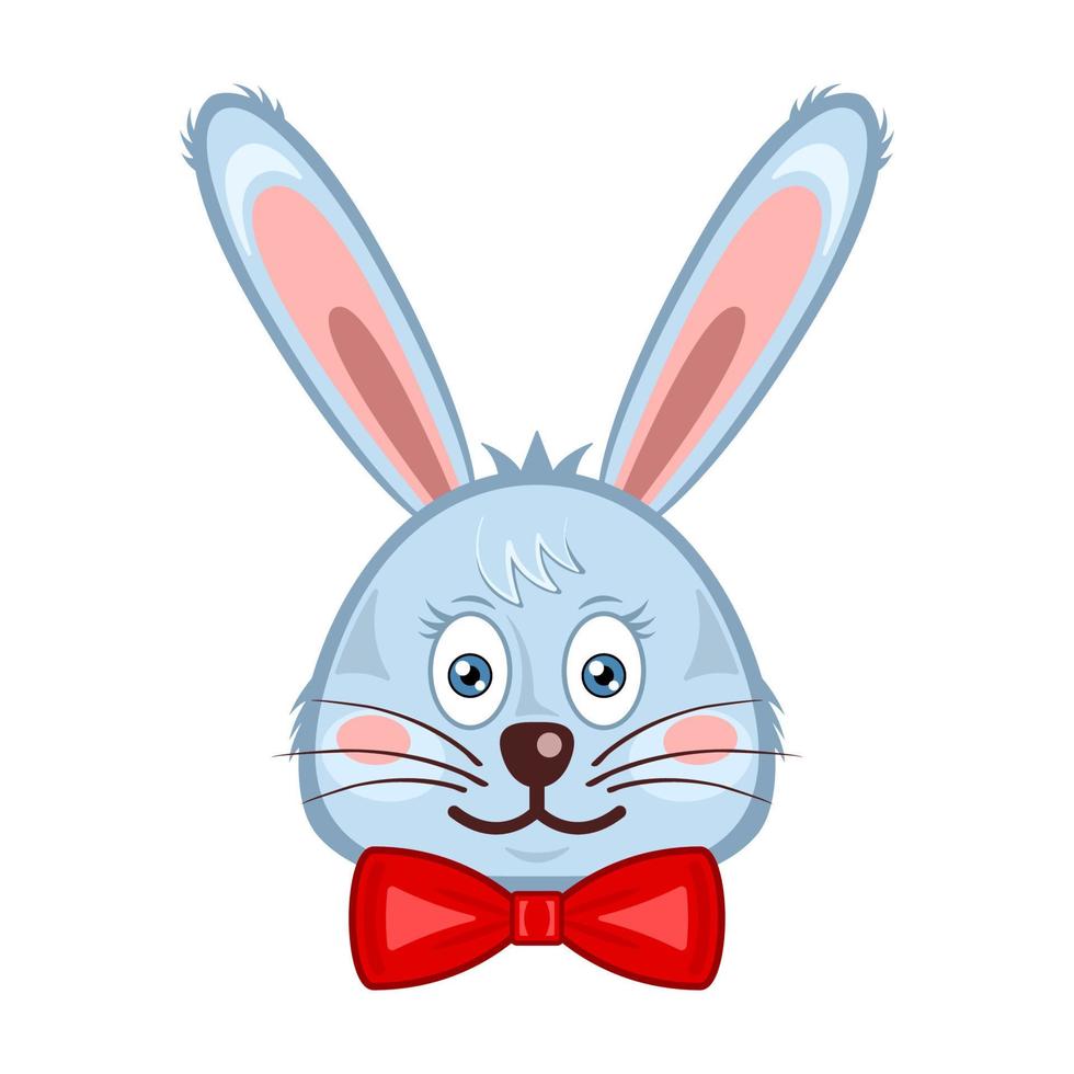 Bunny head rabbit face cartoon isolated white background vector