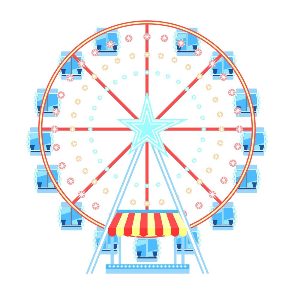 Colorful ferris  wheel cartoon isolated white background vector