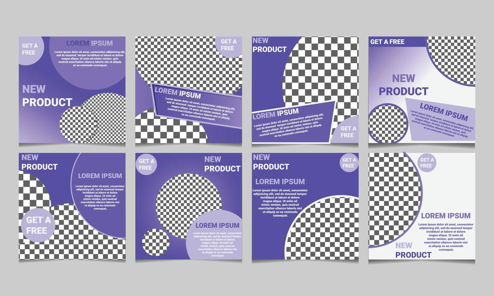 Set of minimally editable square banner templates. The background color is very pery with stripes shape. Suitable for social media posting and web internet advertising. vector