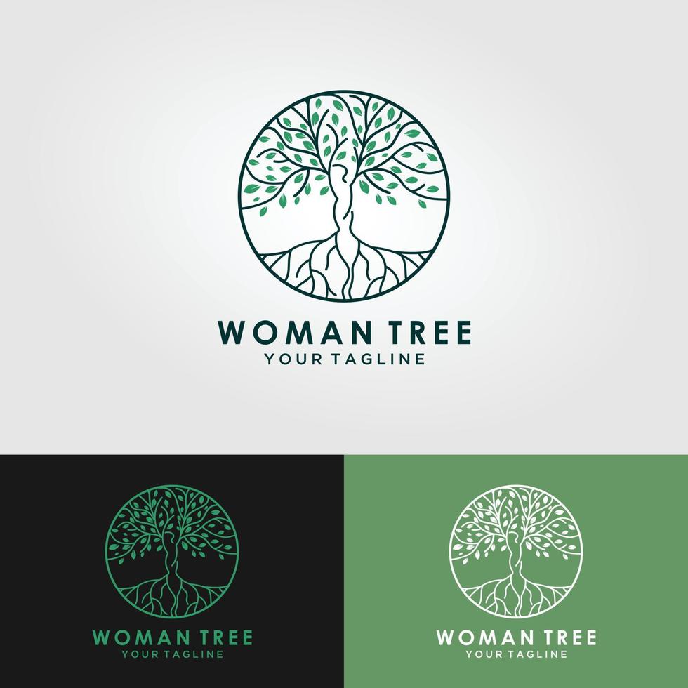 Beautiful lady tree logo template vector