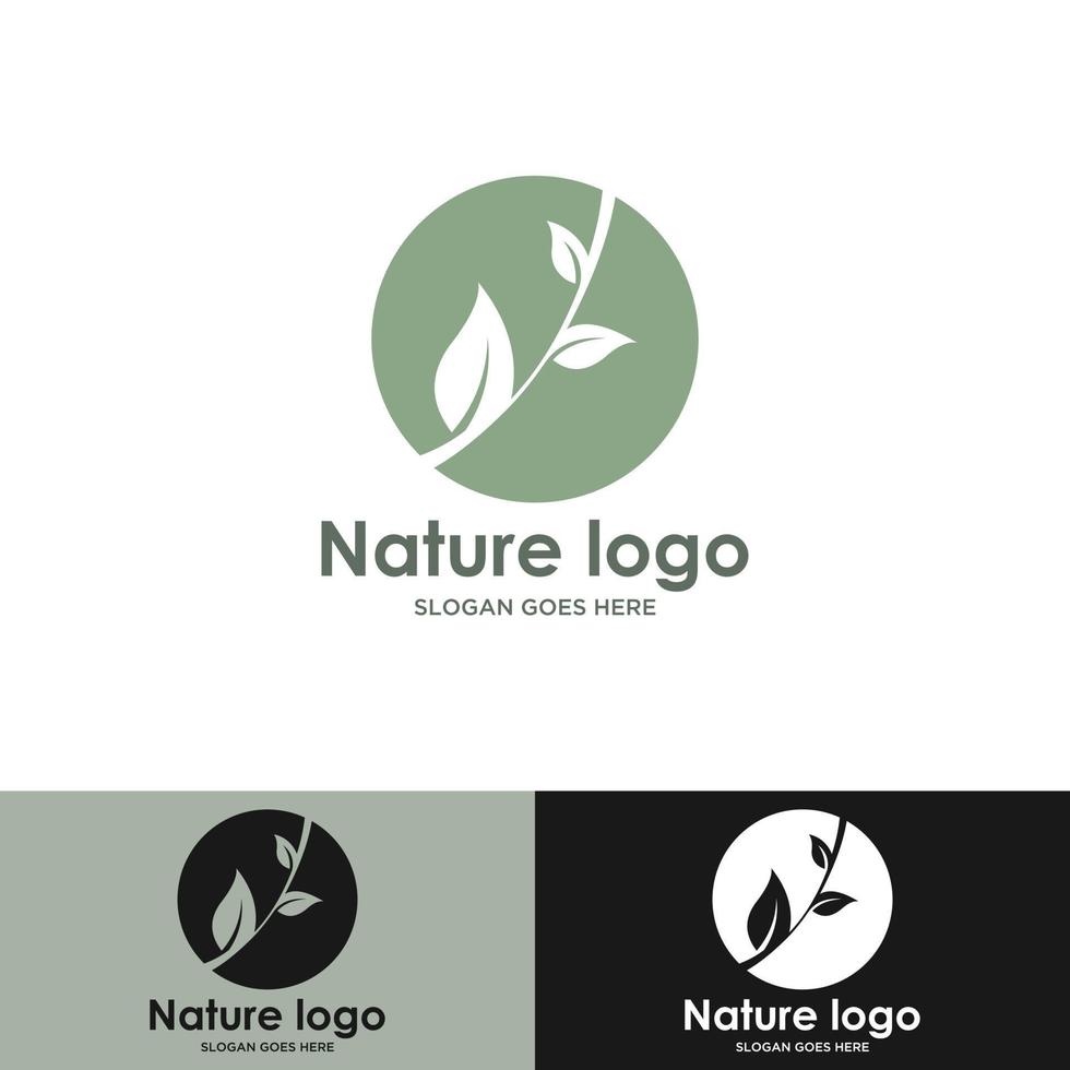 Tropical plant logo. Circle flower emblem in linear n circle style. Vector abstract badge for natural product design, florist, cosmetics, ecology concept, wellness, spa, yoga center.