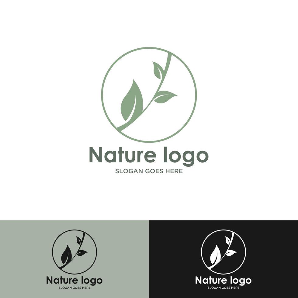 Tropical plant logo. Circle flower emblem in linear n circle style. Vector abstract badge for natural product design, florist, cosmetics, ecology concept, wellness, spa, yoga center.