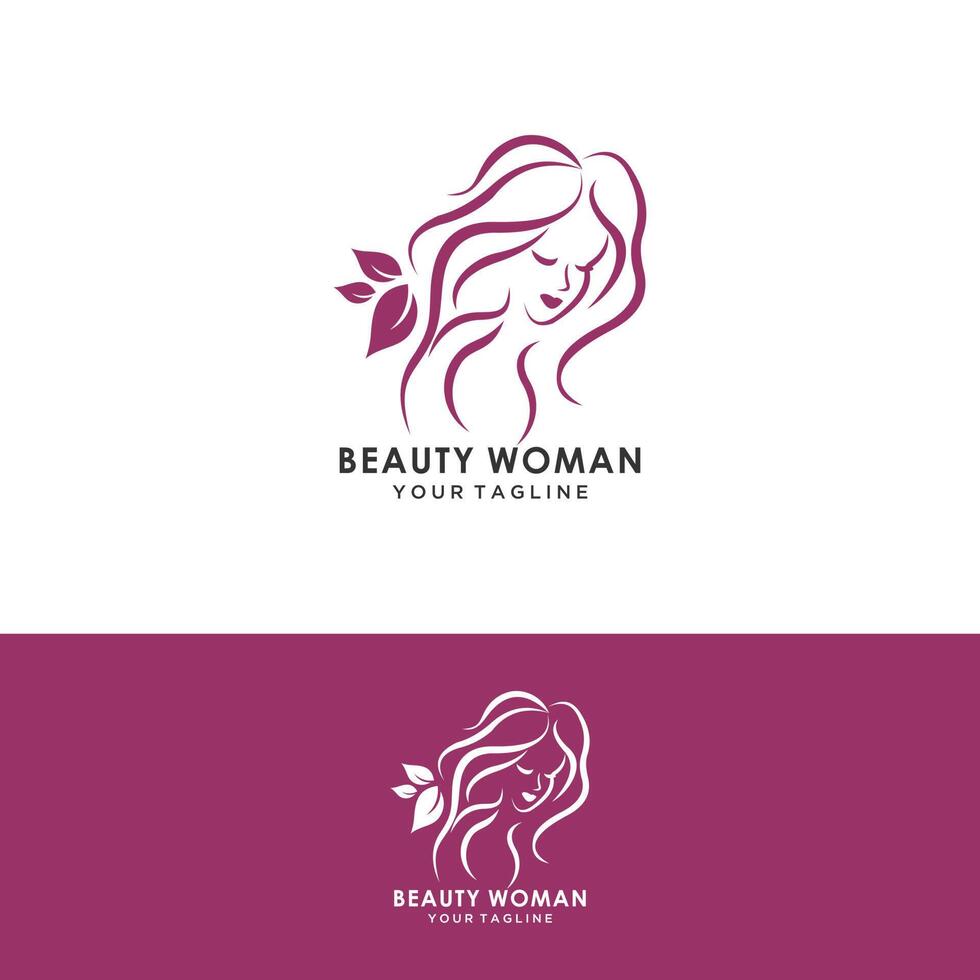 silueta de una hermosa chica con el pelo largo. buena opción para la etiqueta del logotipo, emblema, spa o salón de belleza. vector