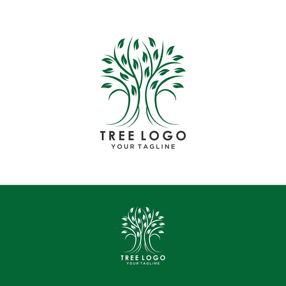 Root Of The Tree logo illustration. Vector silhouette of a tree,Abstract vibrant tree logo design, root vector - Tree of life logo design inspiration isolated on white background.