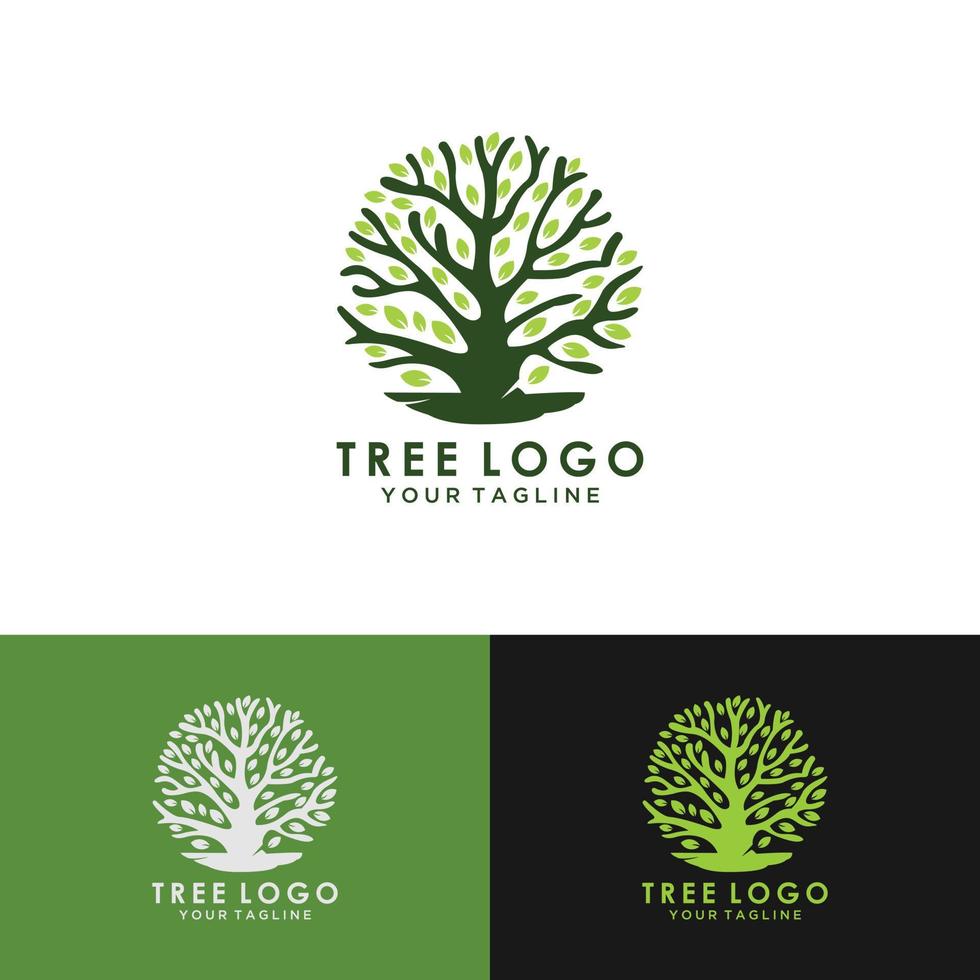 MobileRoot Of The Tree logo illustration. Vector silhouette of a tree,Abstract vibrant tree logo design, root vector - Tree of life logo design inspiration isolated on white background.