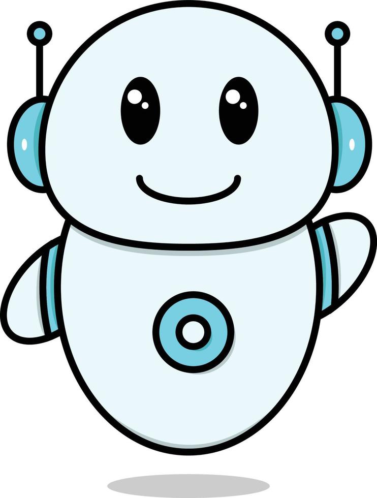 Cute Robot Vector Illustration with Happy Expression