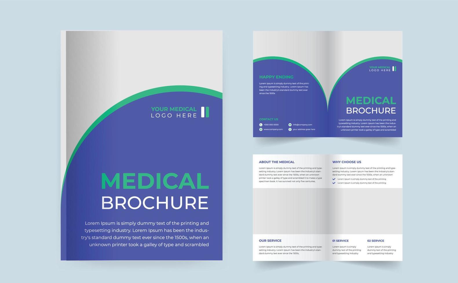Modern creative medical healthcare bifold brochure design template vector