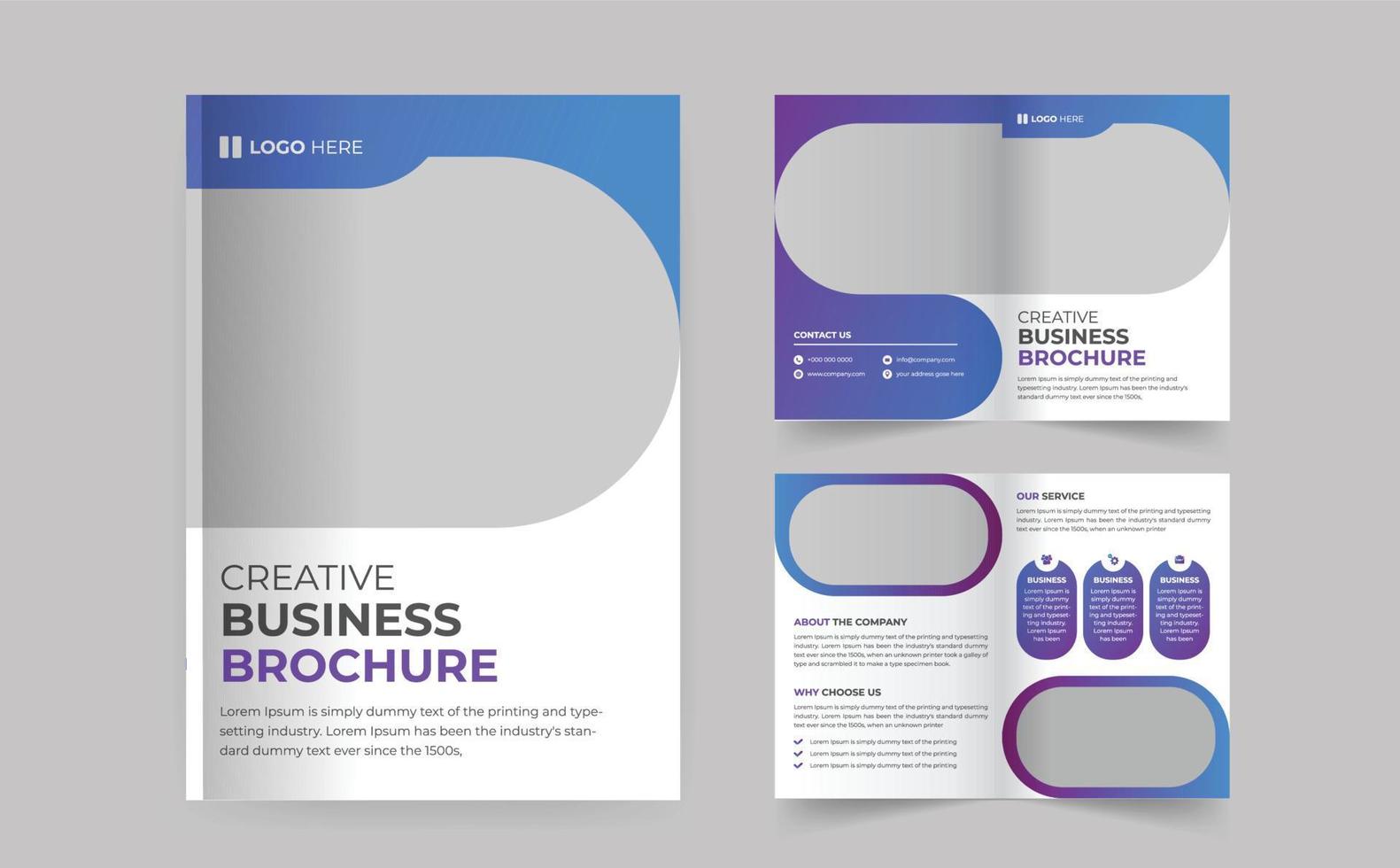 Corporate business 4pg bifold brochure design vector