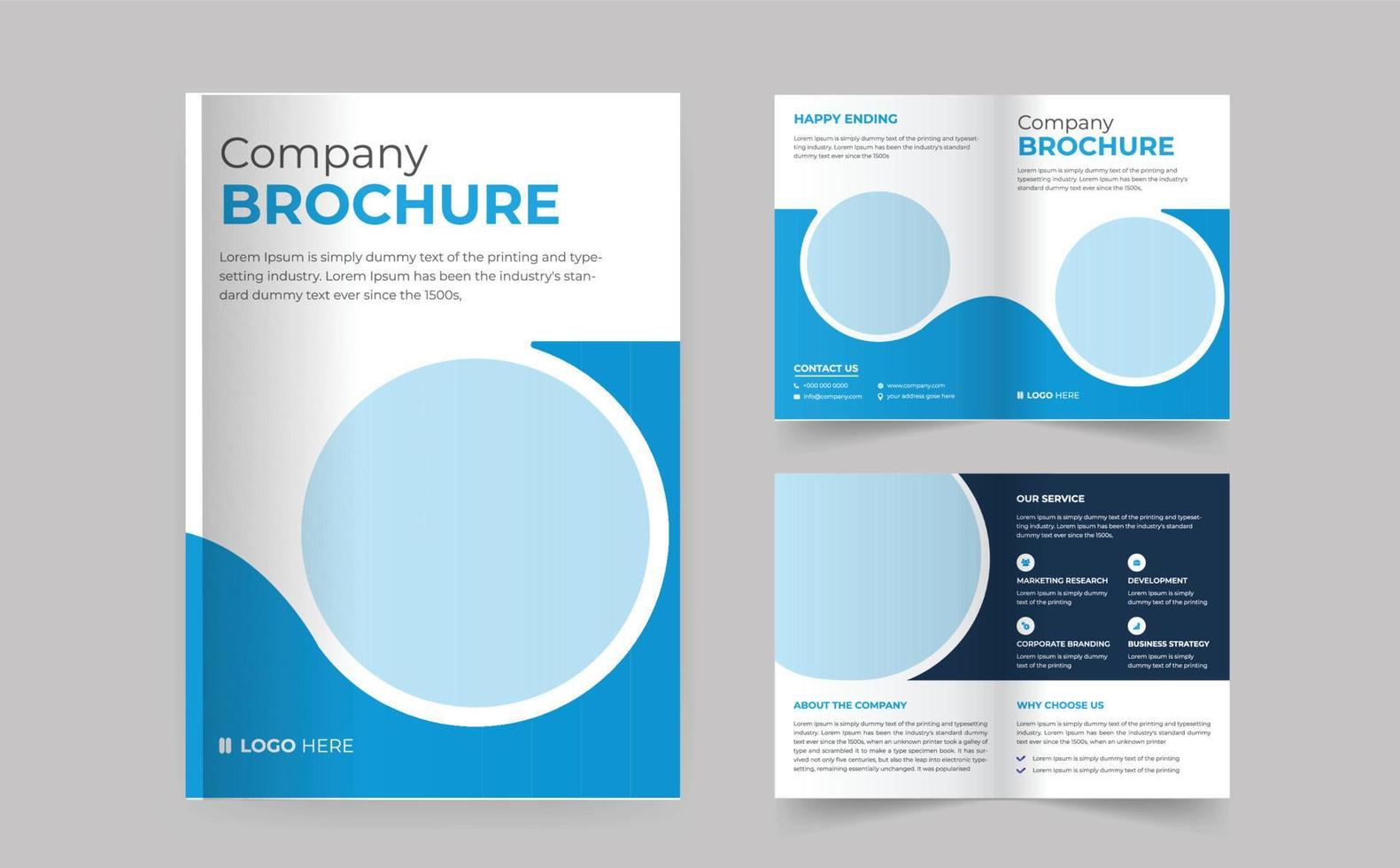 Modern creative corporate business bifold brochure design template vector