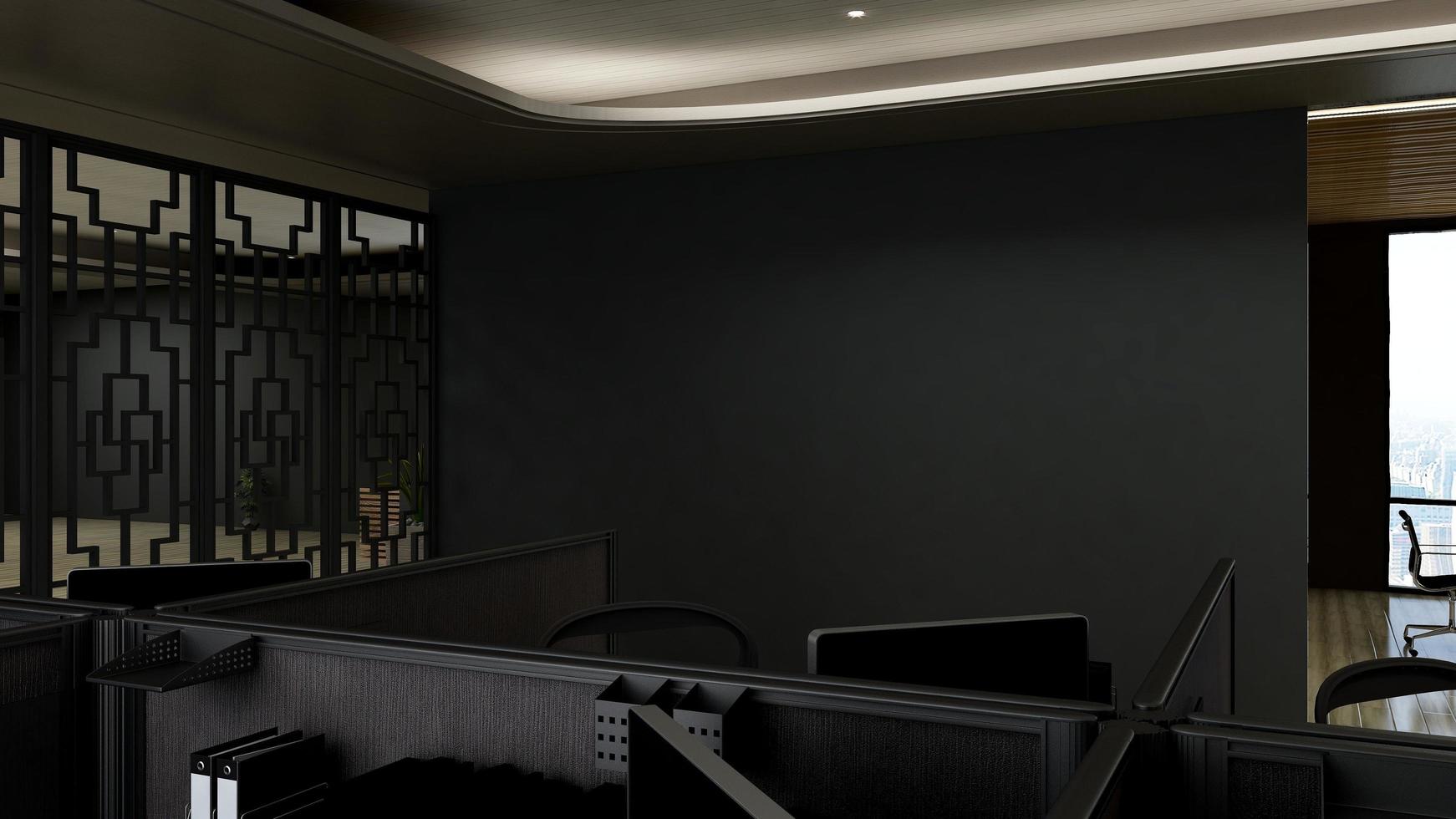 3D Render Realistic Office Workspace Modern Minimalist mockup photo