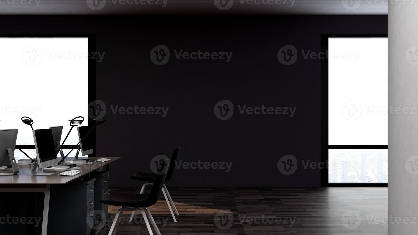 3D Render Realistic Office Workspace Modern Minimalist mockup photo