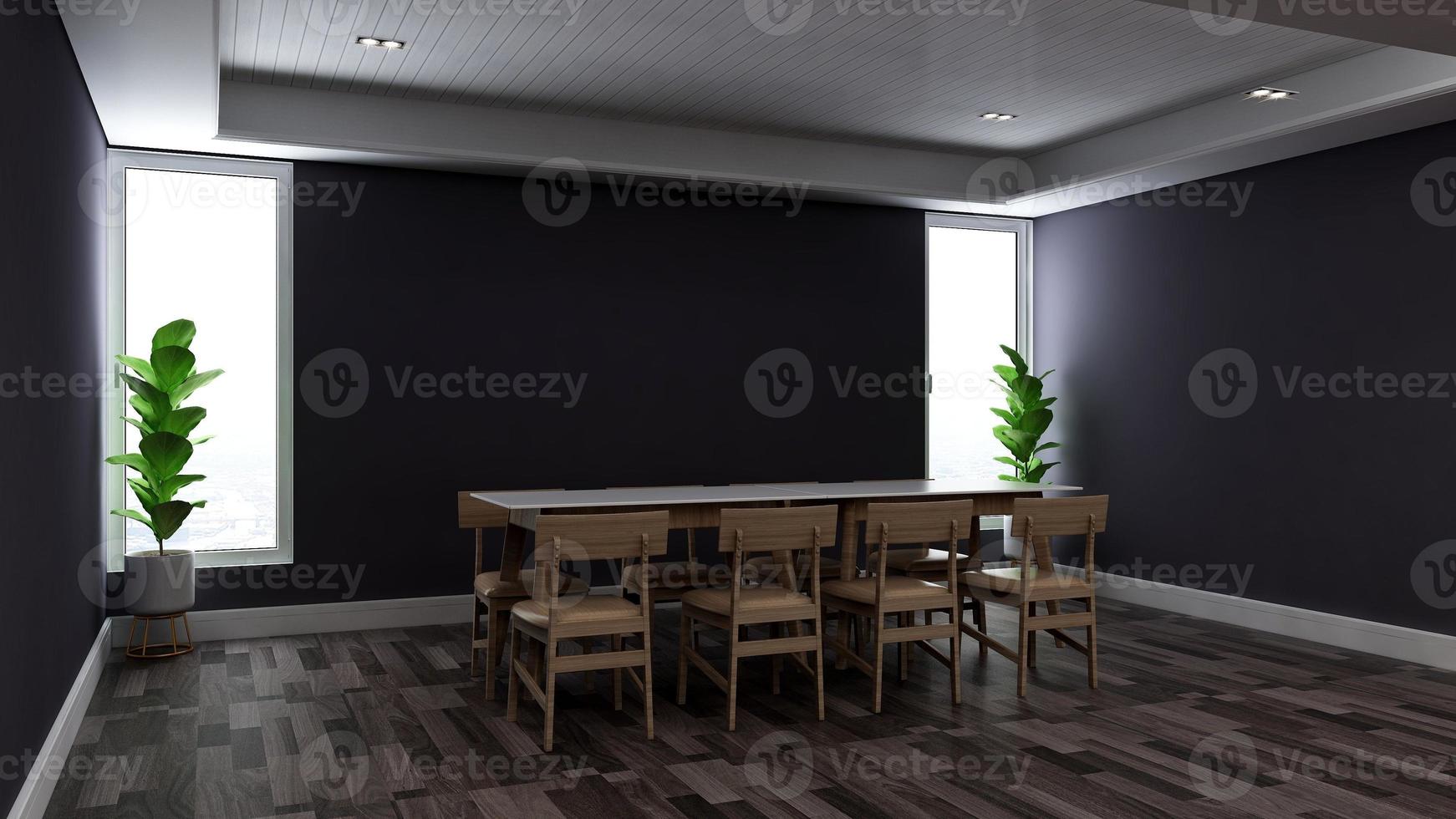 3D render modern meeting room mockup - office workspace interior design photo
