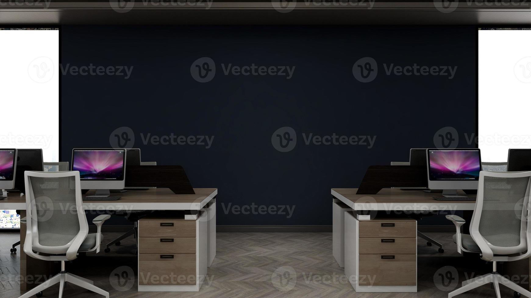3D Render office design - manager room interior wall mockup photo