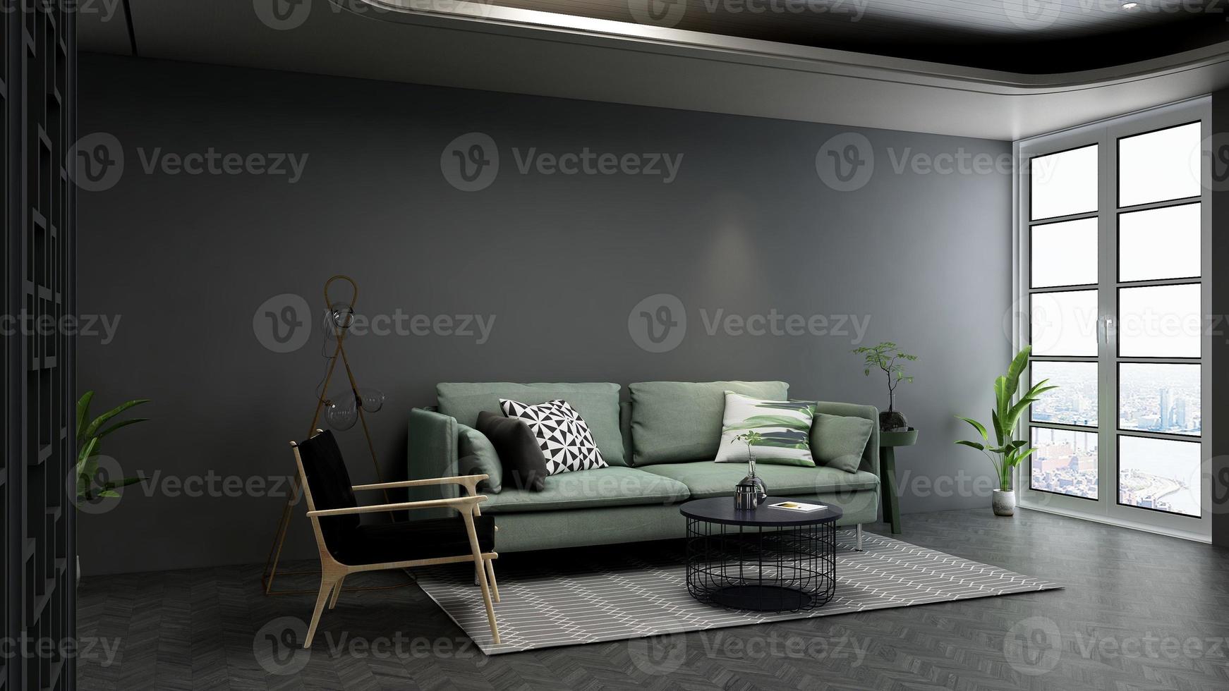 3d render executive lounge wall mockup design photo