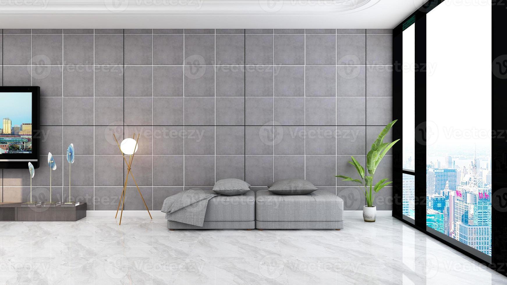 3d render executive lounge wall mockup design photo