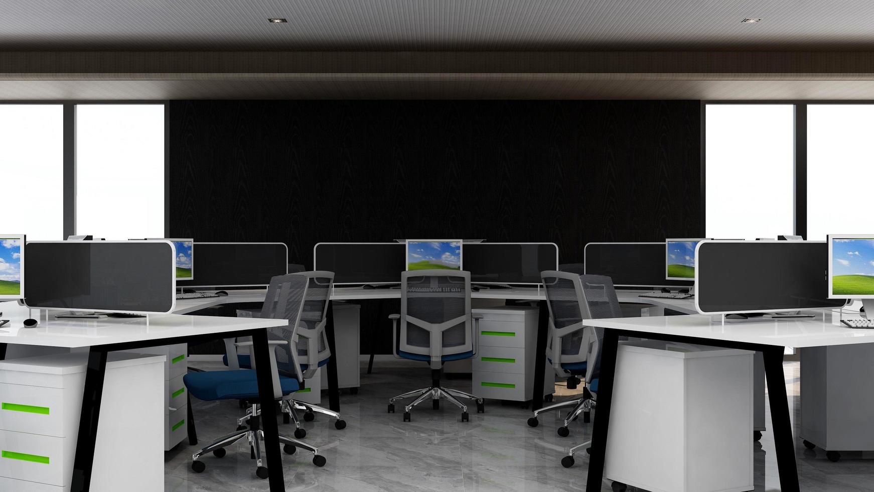 3D Render Realistic Office Workspace Modern Minimalist mockup photo
