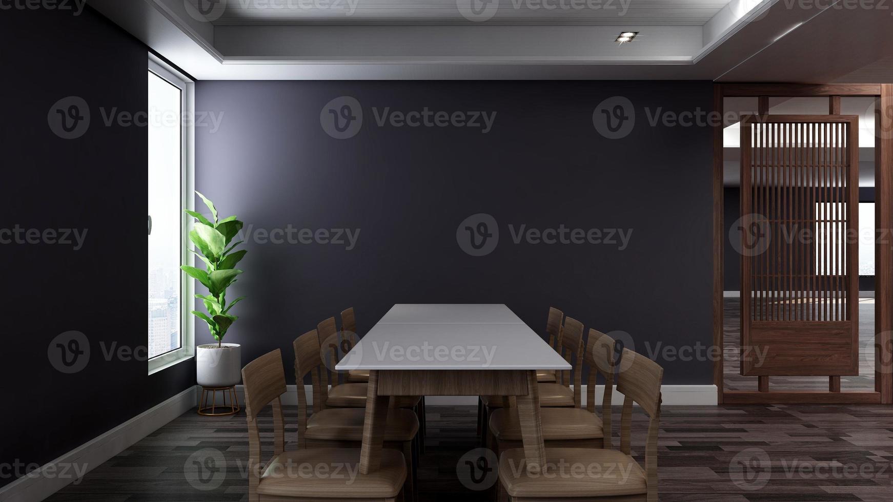 3D render modern meeting room mockup - office workspace interior design photo