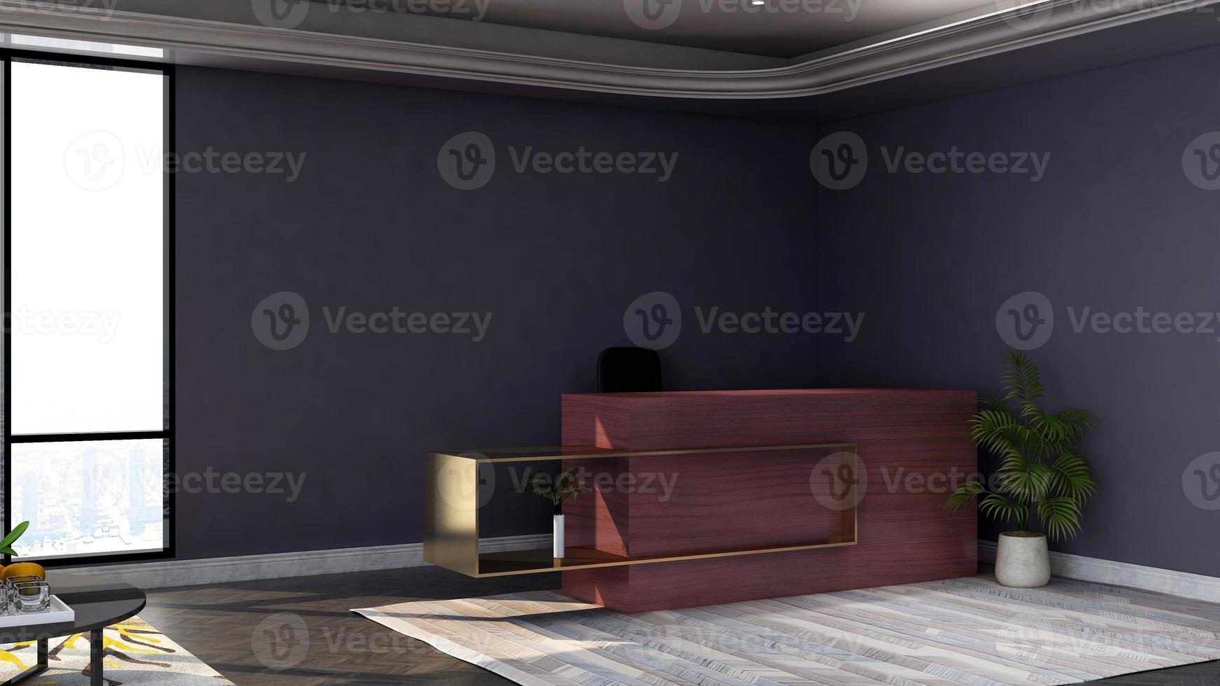 3D Render Modern rustic reception room  - realistic interior design mockup photo