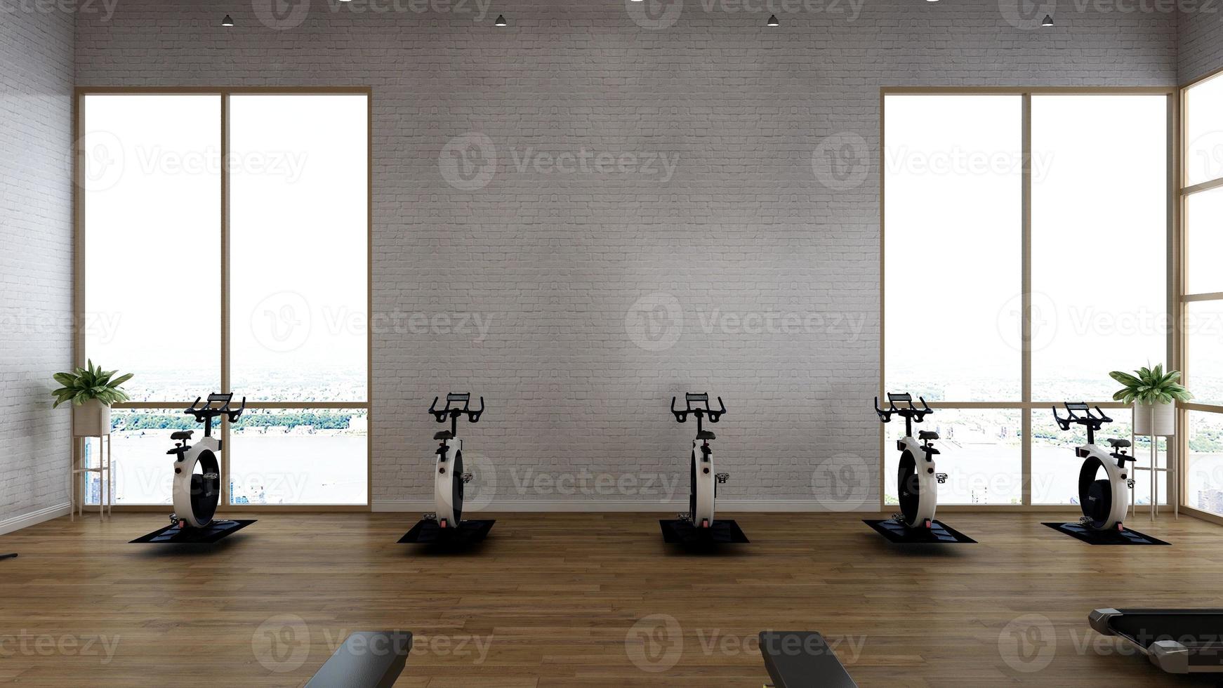 3d render - Modern minimalist of gym interior design concept mockup photo