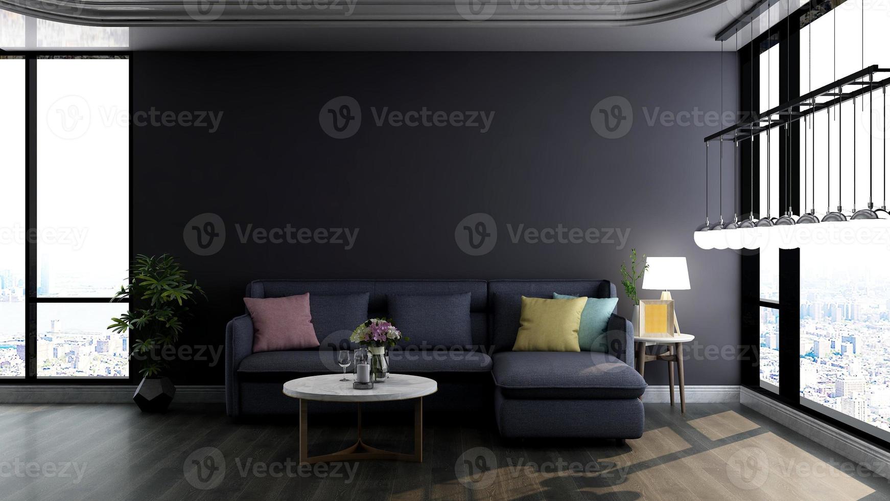 3d render executive lounge wall mockup design photo