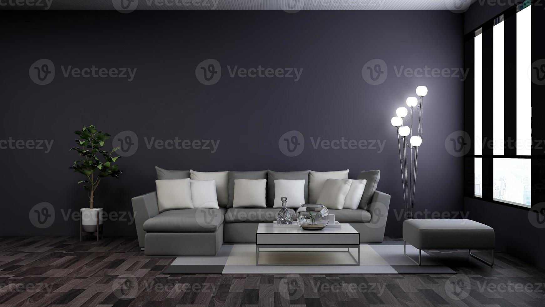 3d render executive lounge wall mockup design photo