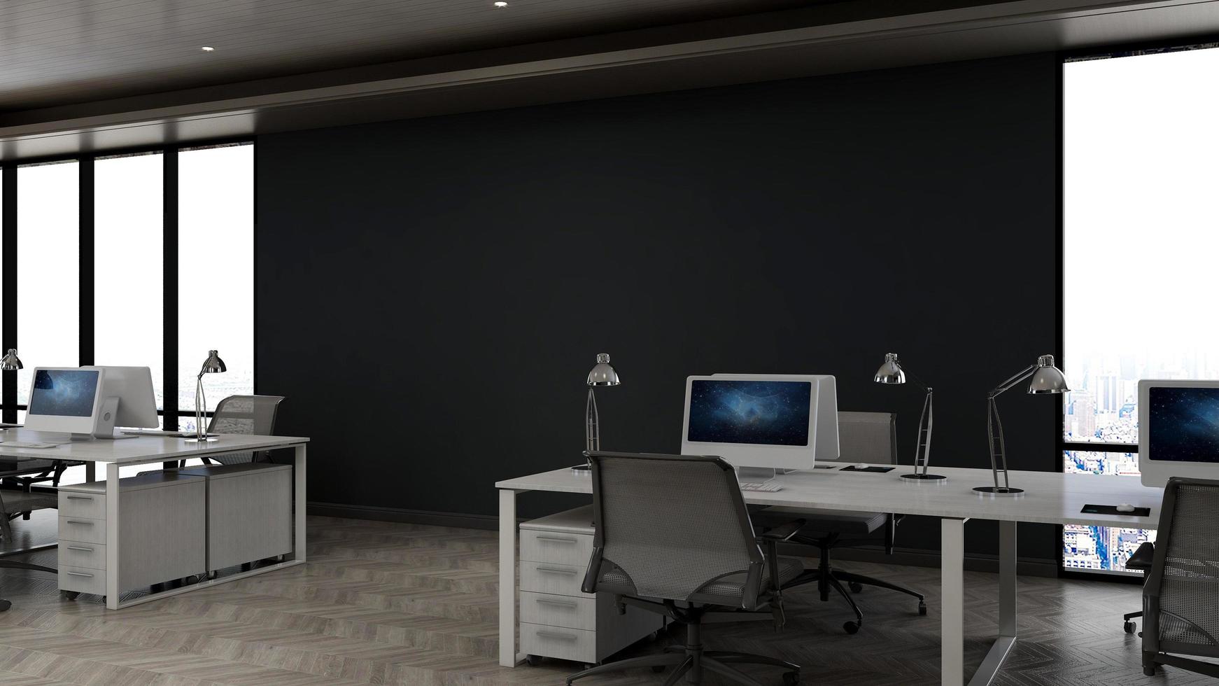 3D Render office design - manager room interior wall mockup photo