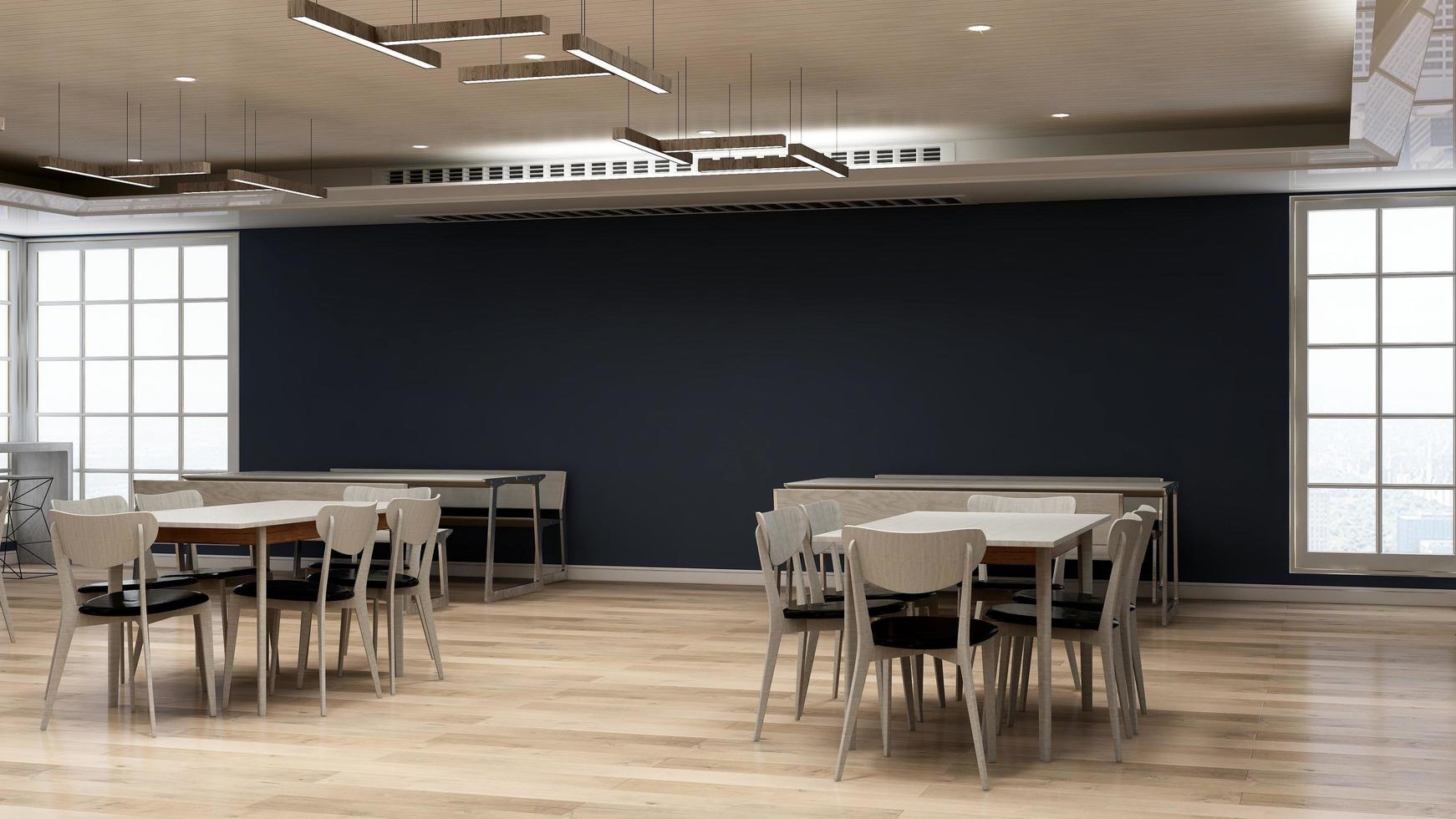 3d render minimalista restaurante o cafetería para maqueta de logotipo de empresa foto