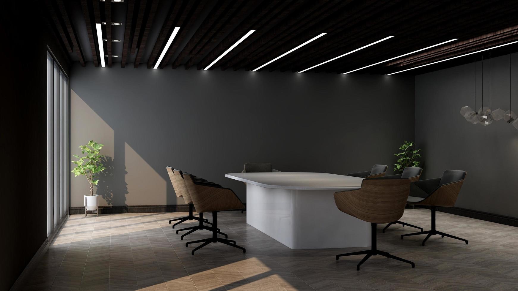 3D render office workspace modern meeting room mockup photo