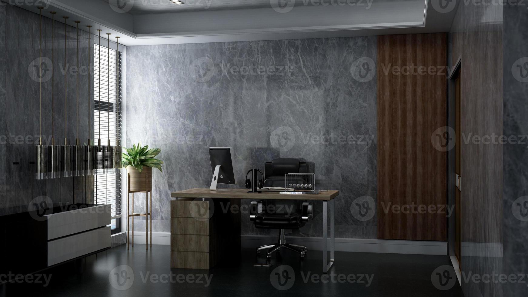 3d render office manager room for company logo mockup photo