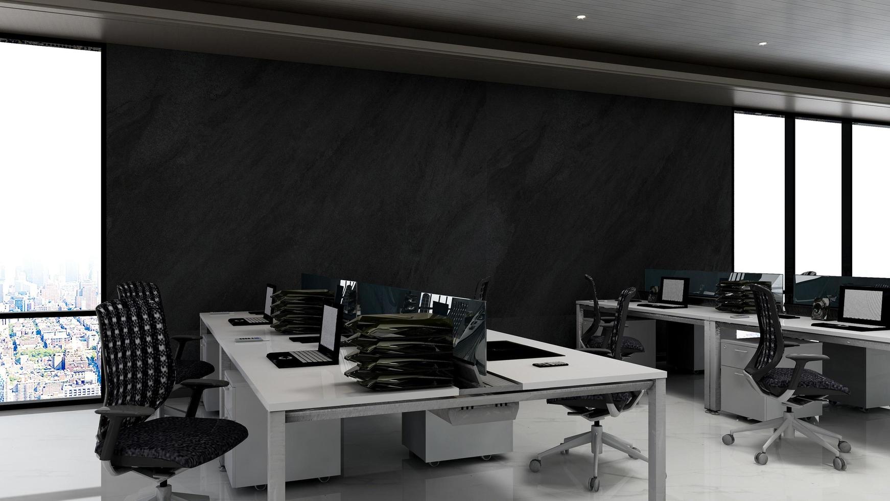 3D Render Realistic Office Workspace Modern Minimalist mockup photo