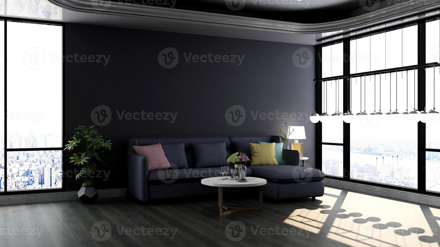 3d render executive lounge wall mockup design photo