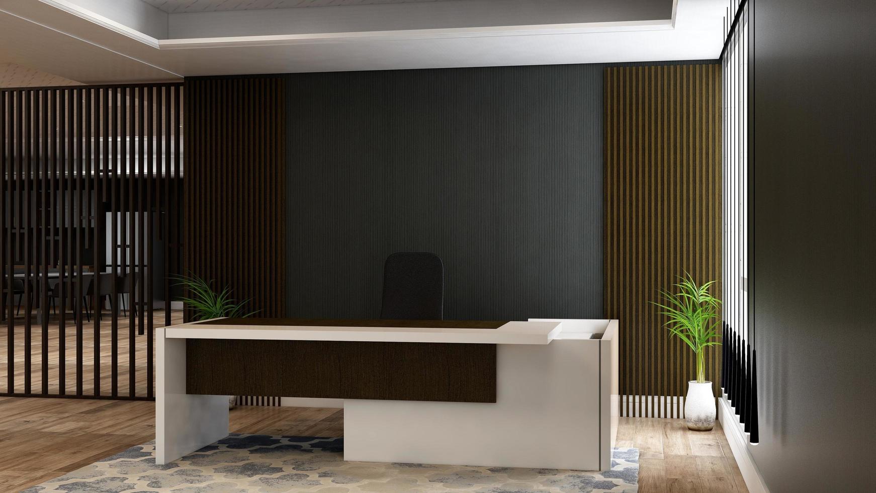 3D Render Registration Room with modern minimalist interior design concept photo