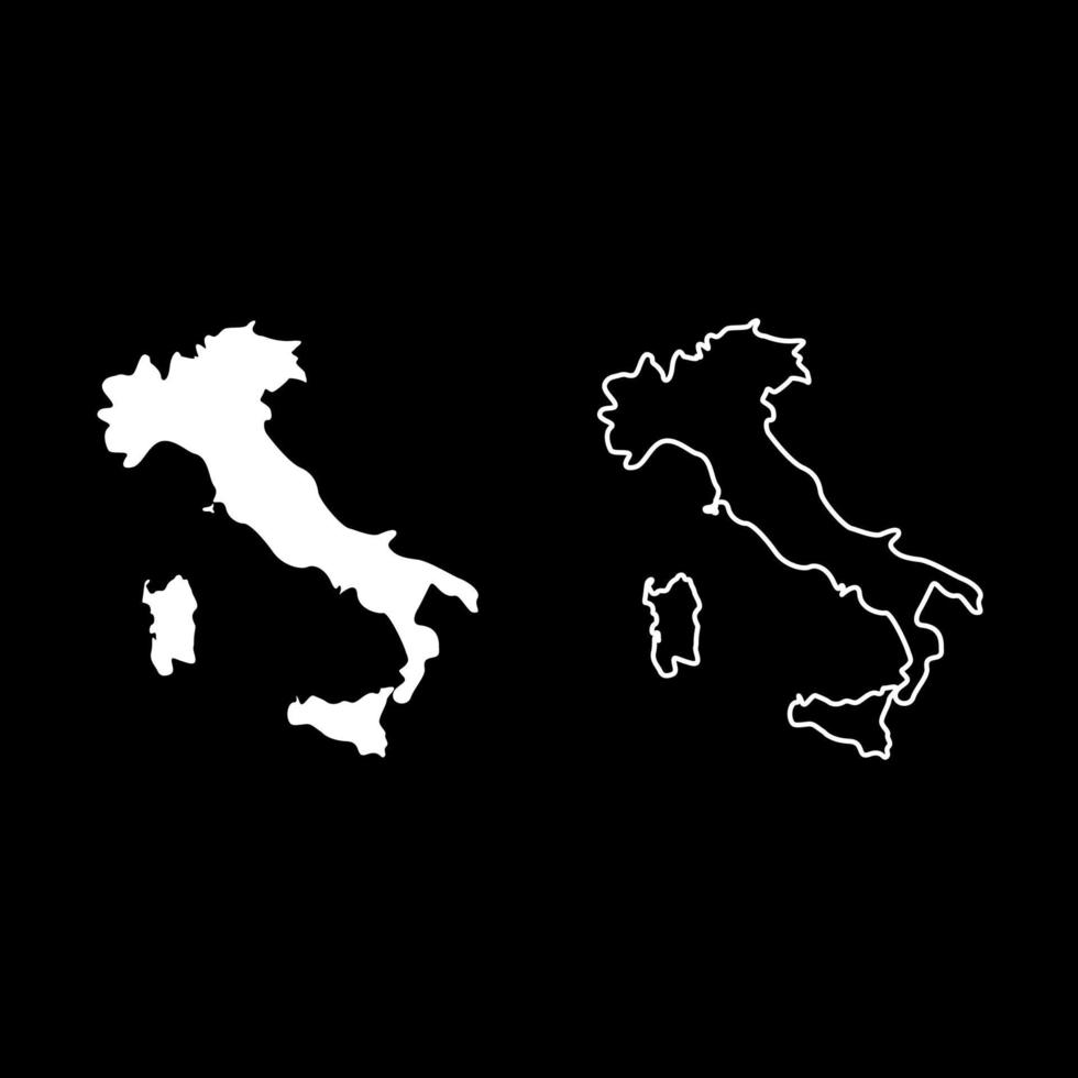 Map of Italy icon set white color illustration flat style simple image vector