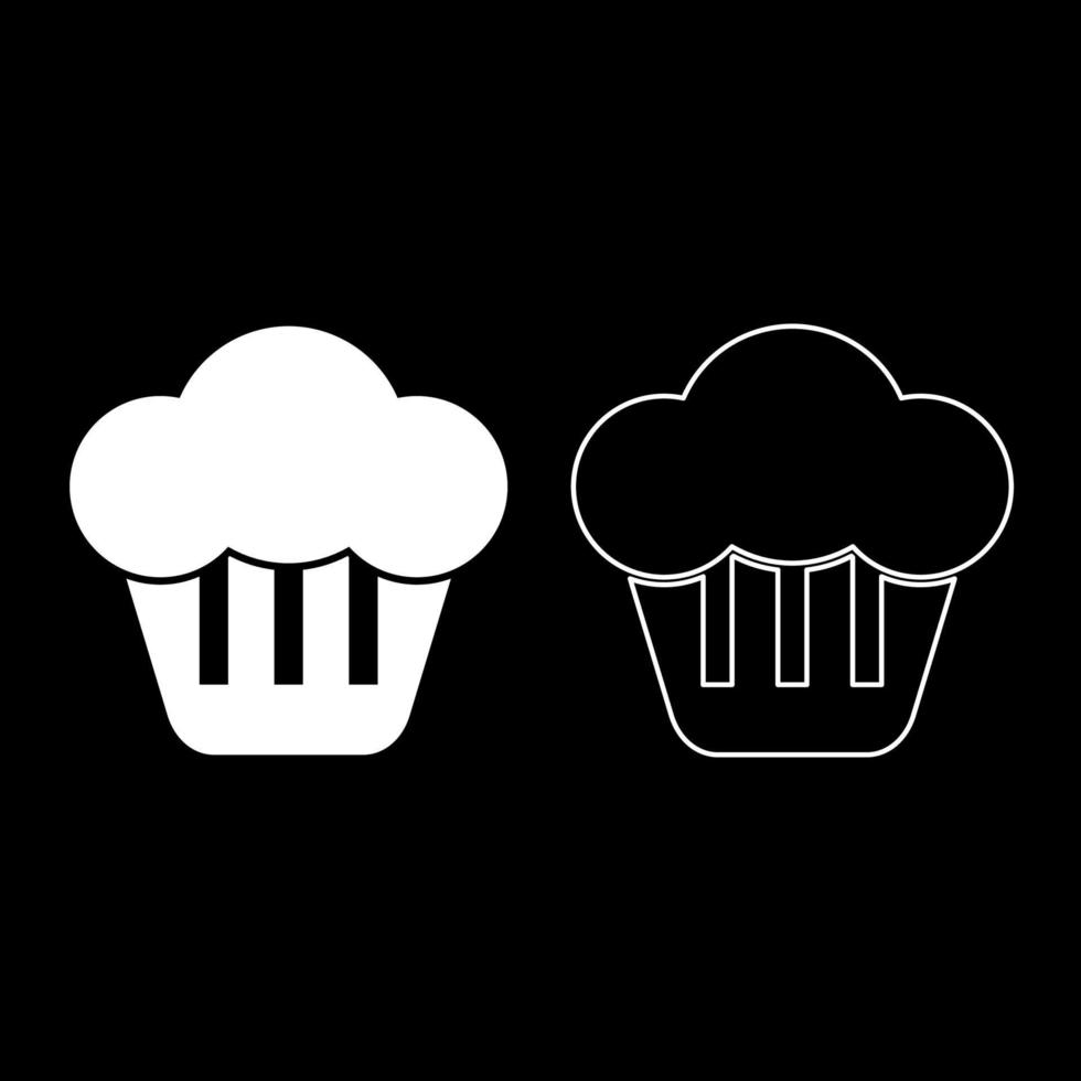 cupcake icon set color blanco ilustración estilo plano simple imagen vector