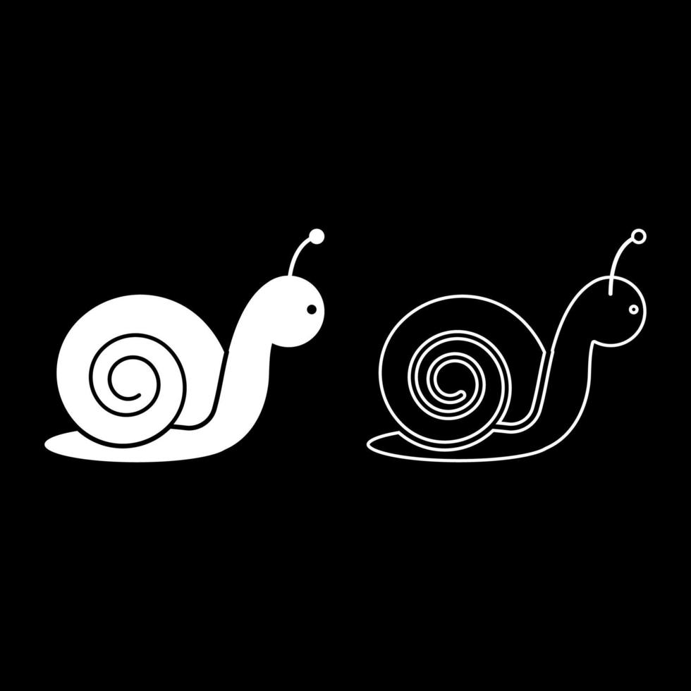 Snail icon set white color illustration flat style simple image vector