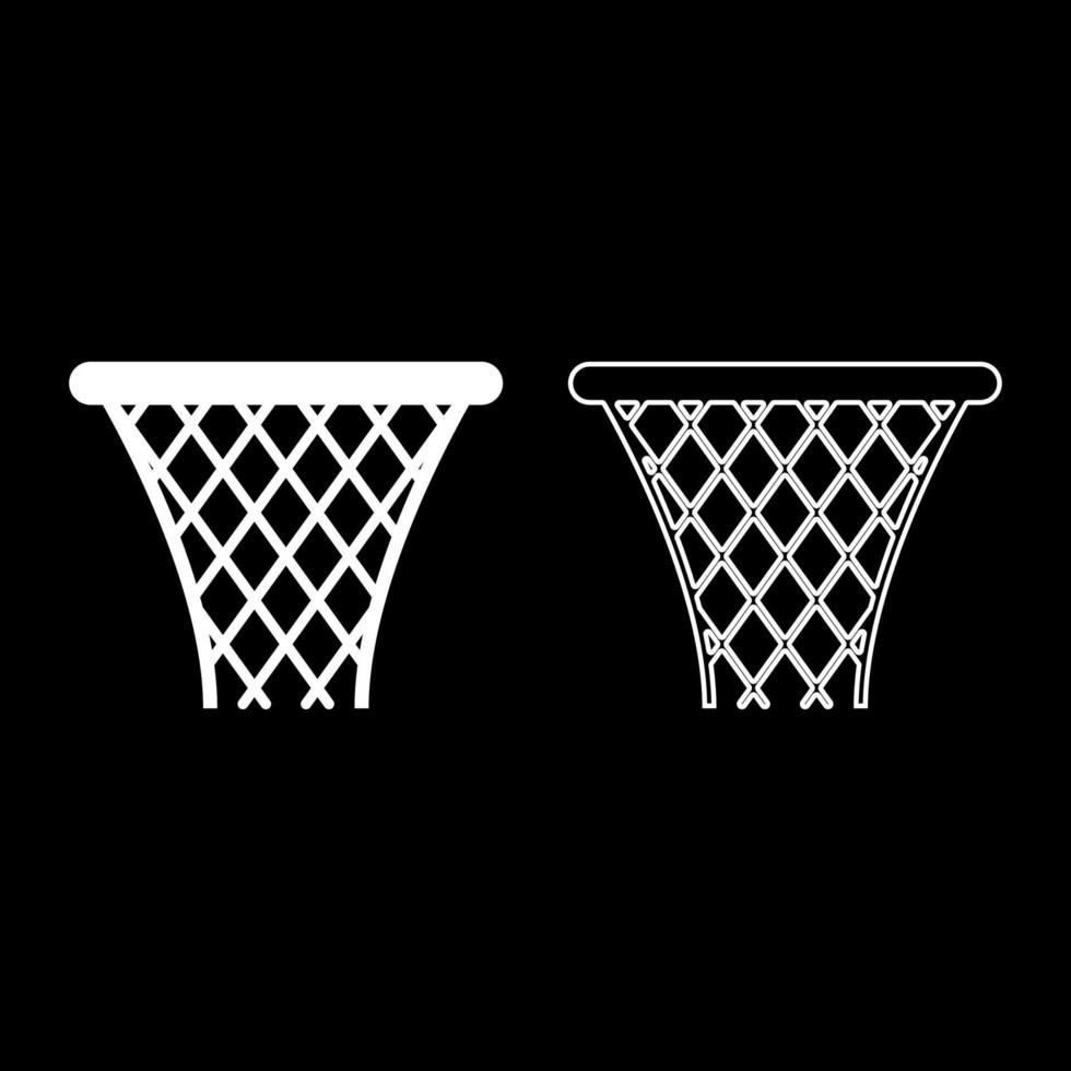 cesta de baloncesto cesta de red de streetball conjunto de iconos ilustración de color blanco estilo plano imagen simple vector