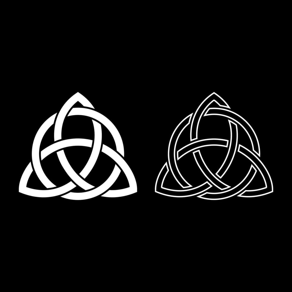 Triquetra in circle Trikvetr knot shape Trinity knot icon set white color illustration flat style simple image vector