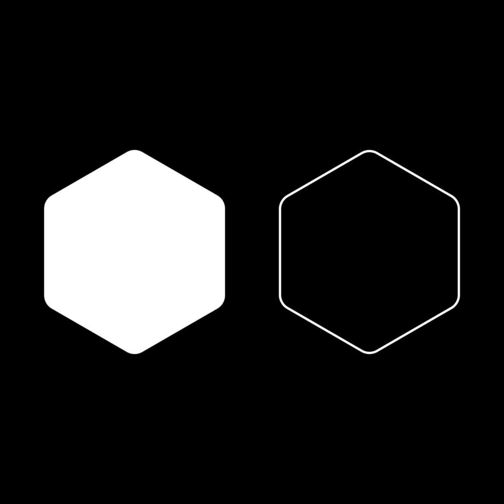 Hexagon with rounded corners icon set white color vector illustration flat style image