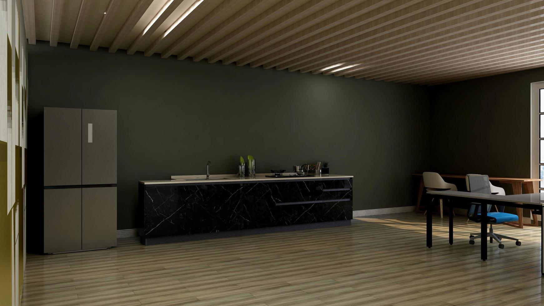 3d render of minimalist office pantry photo