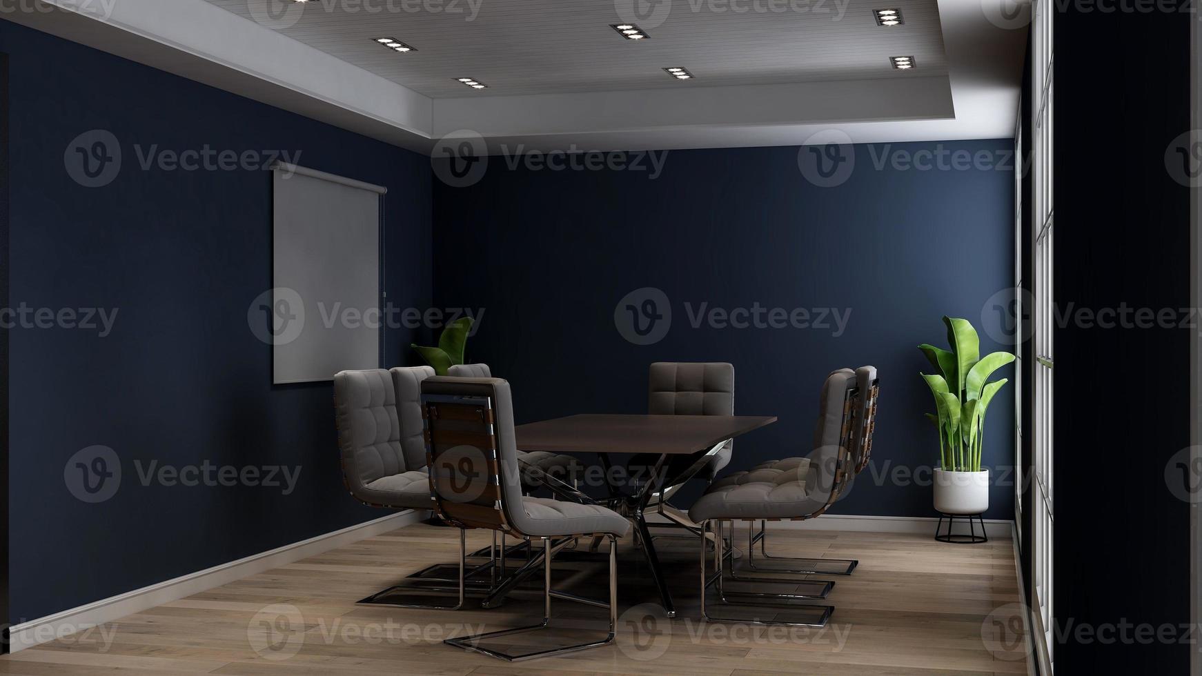 3D render office workspace modern meeting room mockup photo