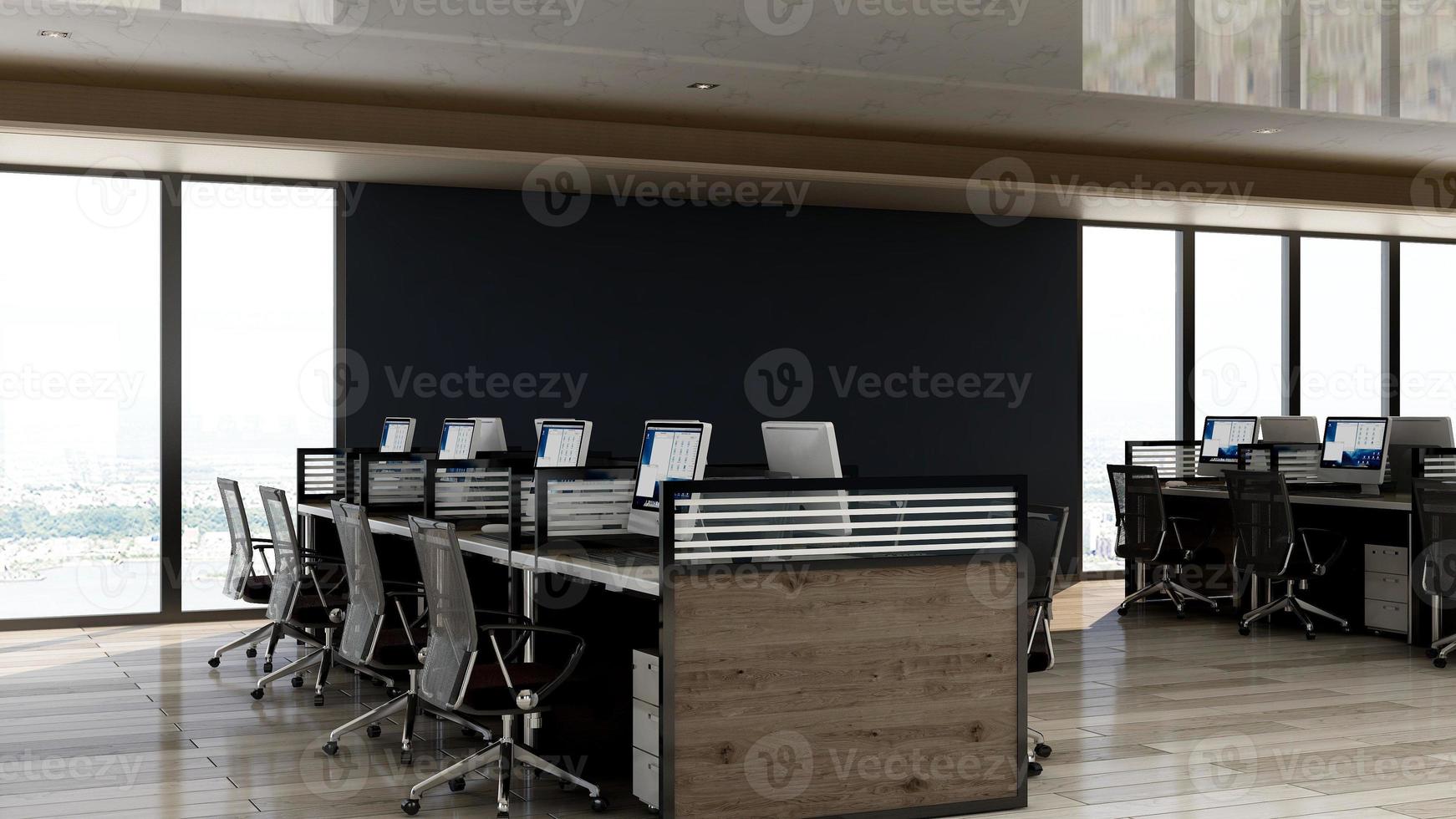 3D Render office design - manager room interior wall mockup photo