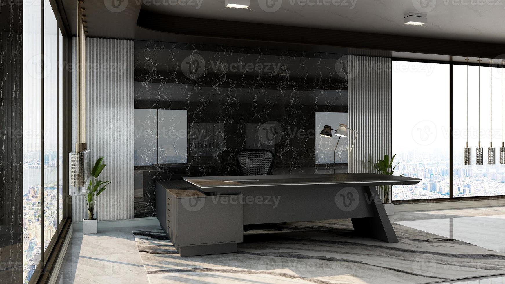 3D Render Registration Room with modern minimalist interior design concept photo