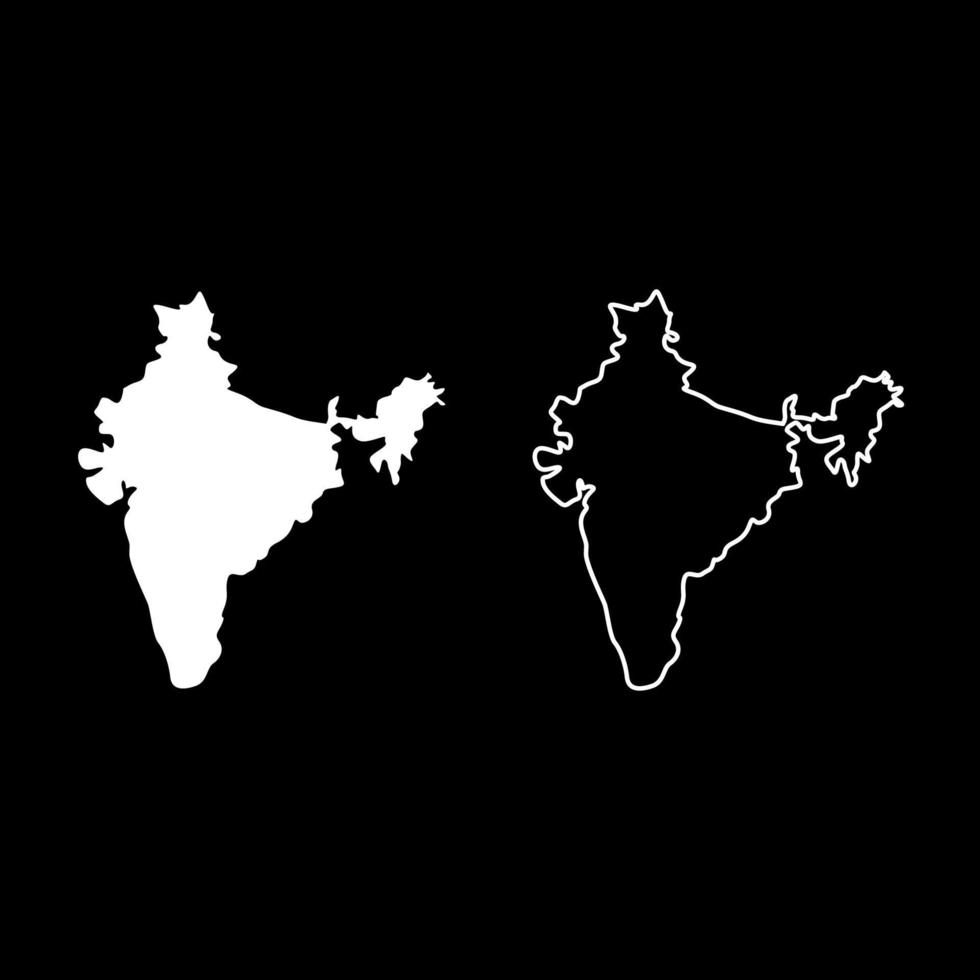 Map of India icon set white color illustration flat style simple image vector