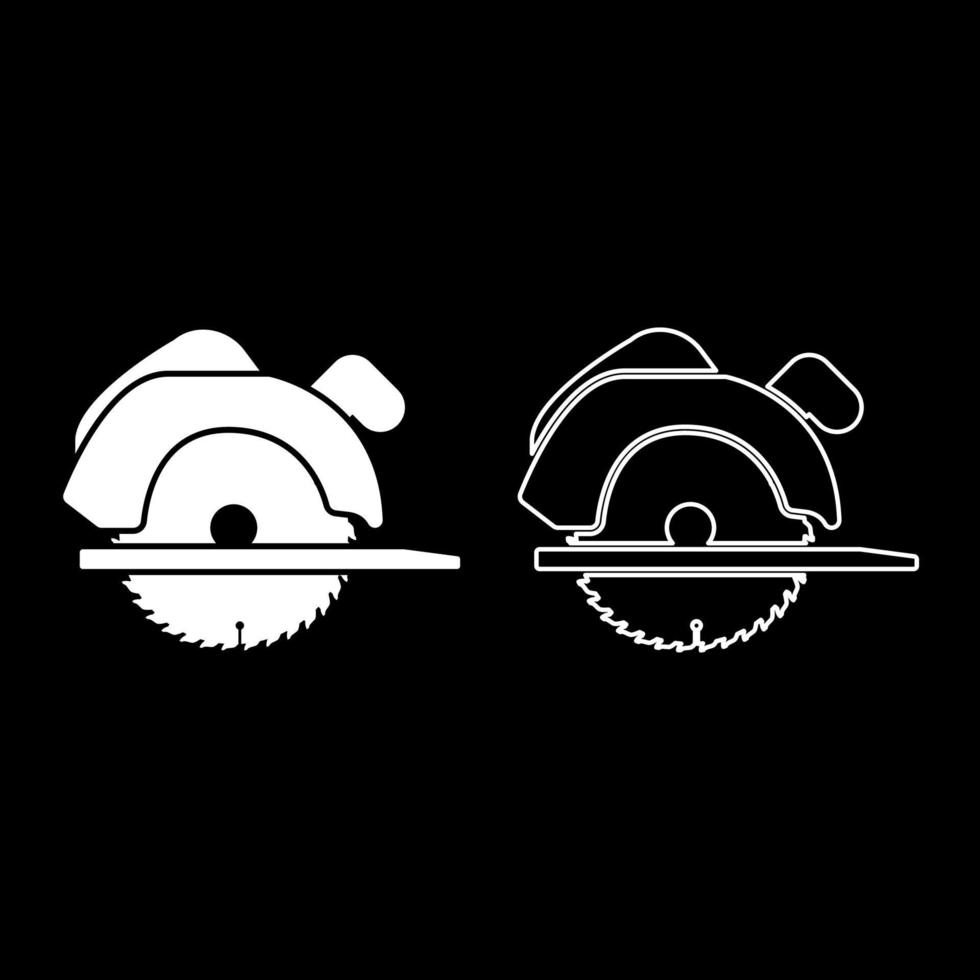 Manual circular saw icon set white color illustration flat style simple image vector