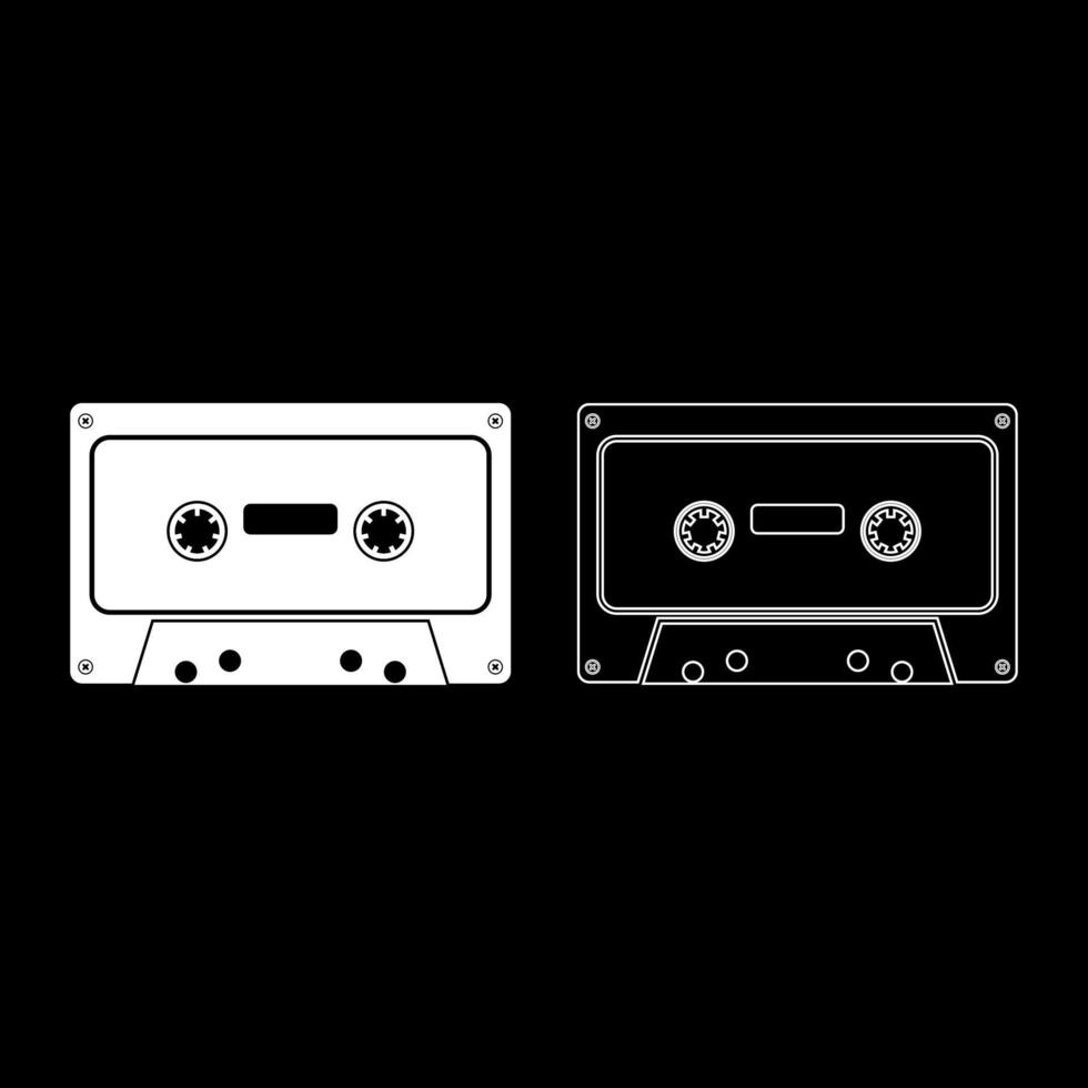 Retro audio cassette icon set white color illustration flat style simple image vector
