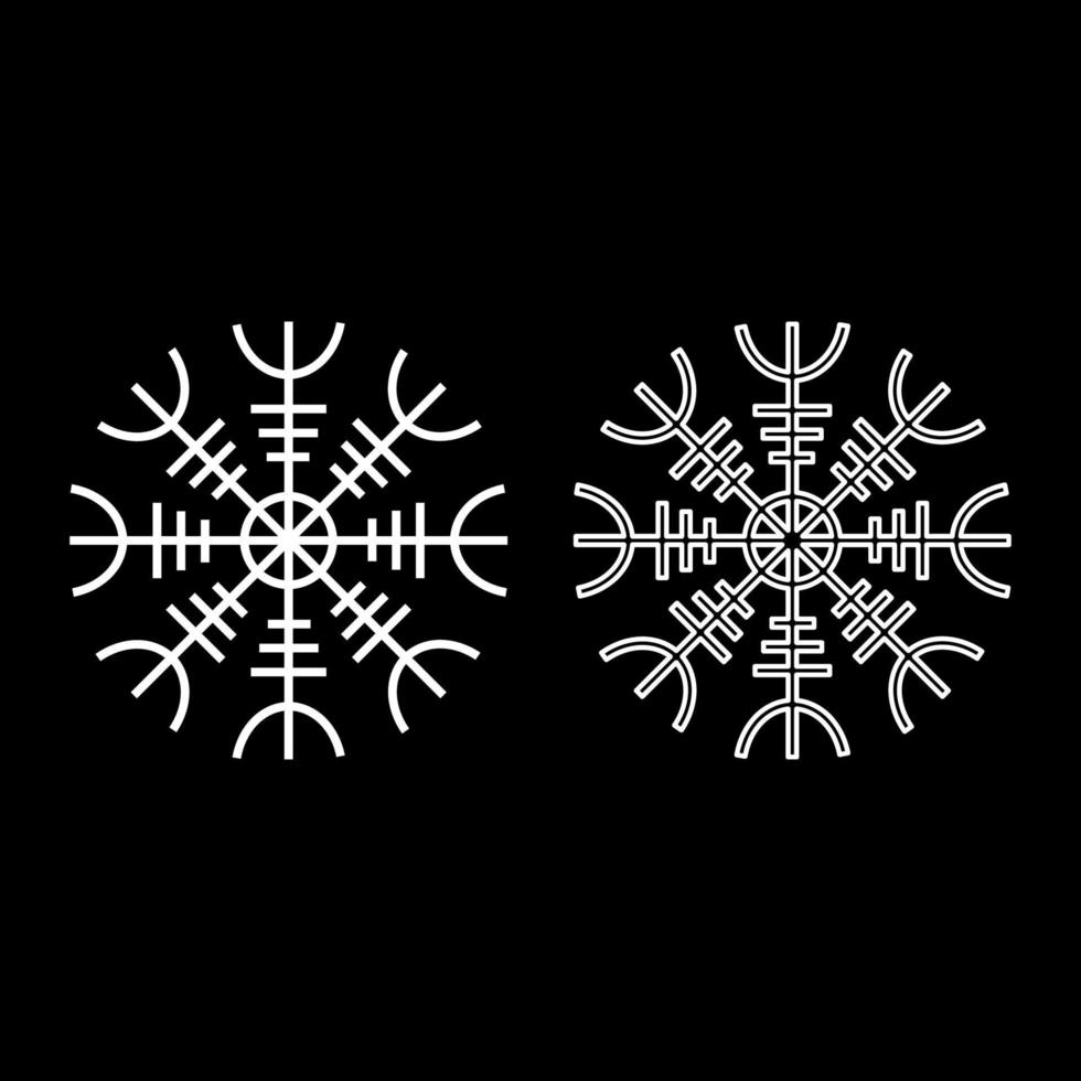 Helm of awe aegishjalmur or egishjalmur icon set white color illustration flat style simple image vector