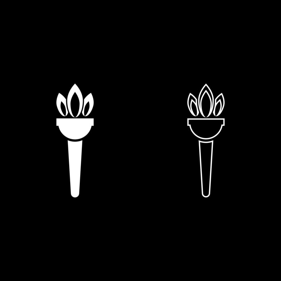 Torch flambeau icon set white color illustration flat style simple image vector