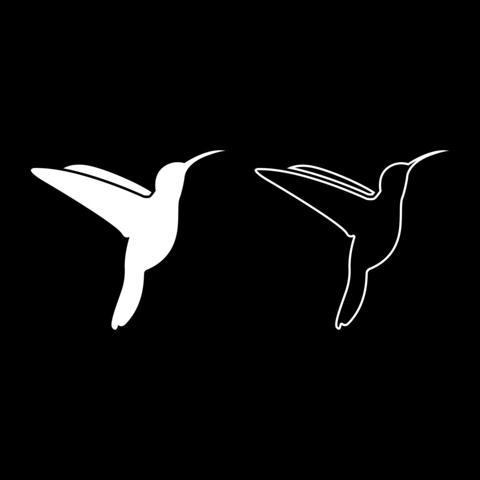 conjunto de iconos de colibrí ilustración de color blanco estilo plano imagen simple vector