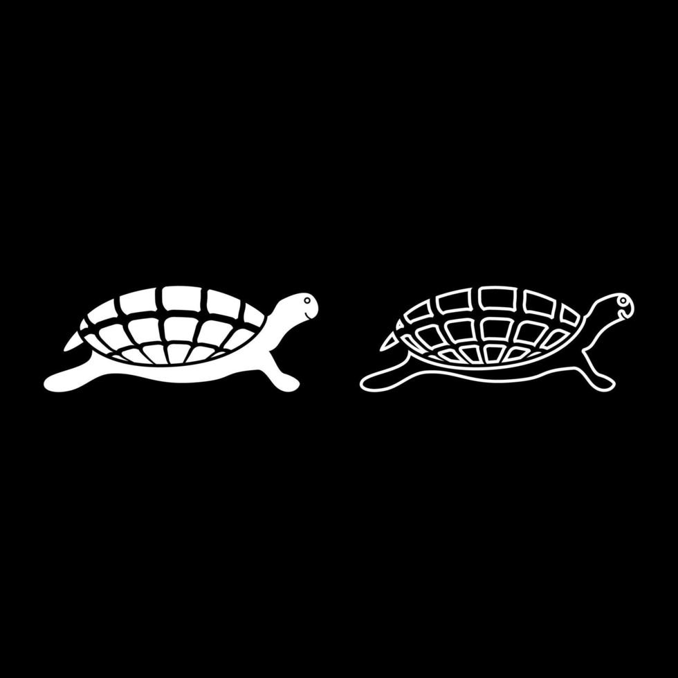 conjunto de iconos de tortuga tortuga ilustración de color blanco estilo plano imagen simple vector